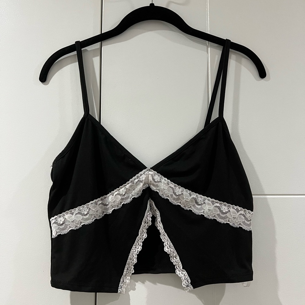 Black and white lace cami